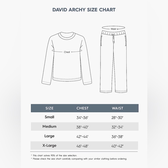 NWT David Archy Men's Long Sleeve Cotton Button-Down Pajamas Set/Navy Blue XL - Picture 10 of 10